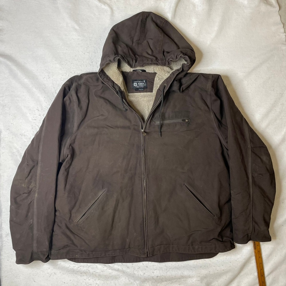 Carhartt OJ4392-M‎ Relaxed Fit Sherpa Lined Hooded Jacket Mens 3XL Brown Canvas
